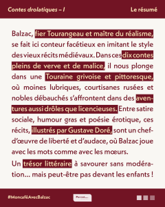 Résumé du premier dixain des Contes drolatiques par Honoré de Balzac aux Éditions Perret